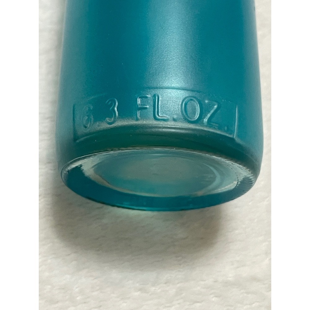 Teal Frosted Glass Bottle Decorative Bud Vase 6.3 FL OZ - Picture 4 of 7